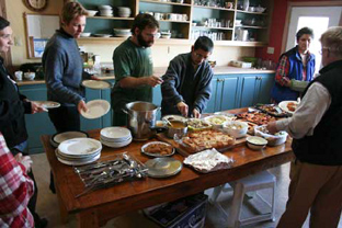Potluck lunch at a work bee